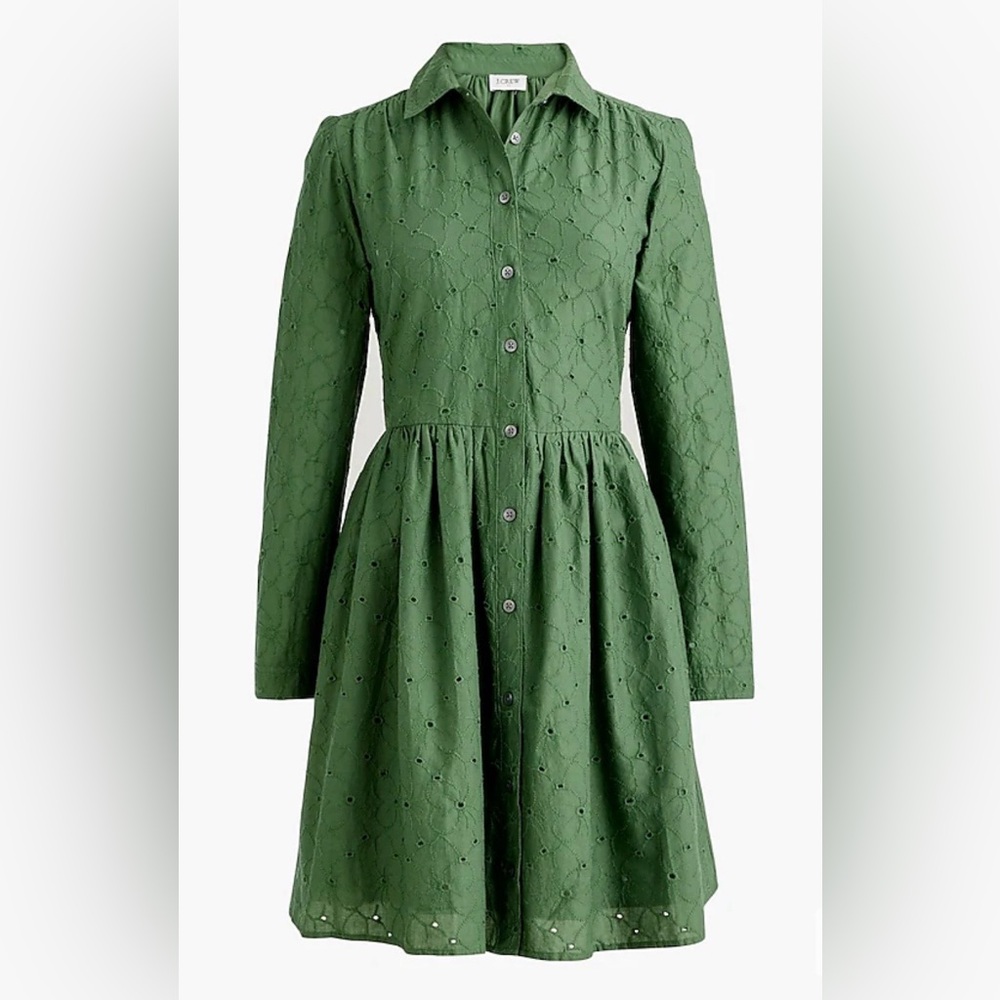 J.Crew Eyelet mini shirtdress | White | Size 12 | NWT